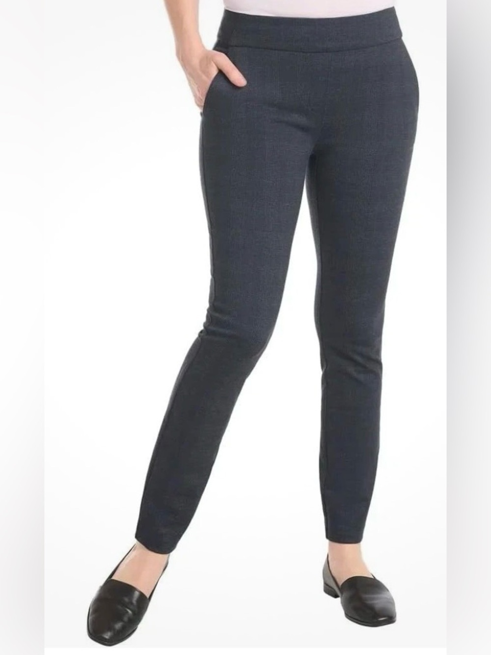 Dalia Women's Mid-Rise Built-in Tummy Control Panel Pants in a Navy Combo
